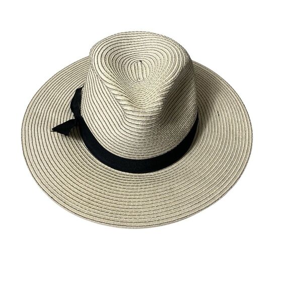 Broner Ladies Yacht Club Big Brim Fedora One Size Cream & Black - Picture 1 of 13